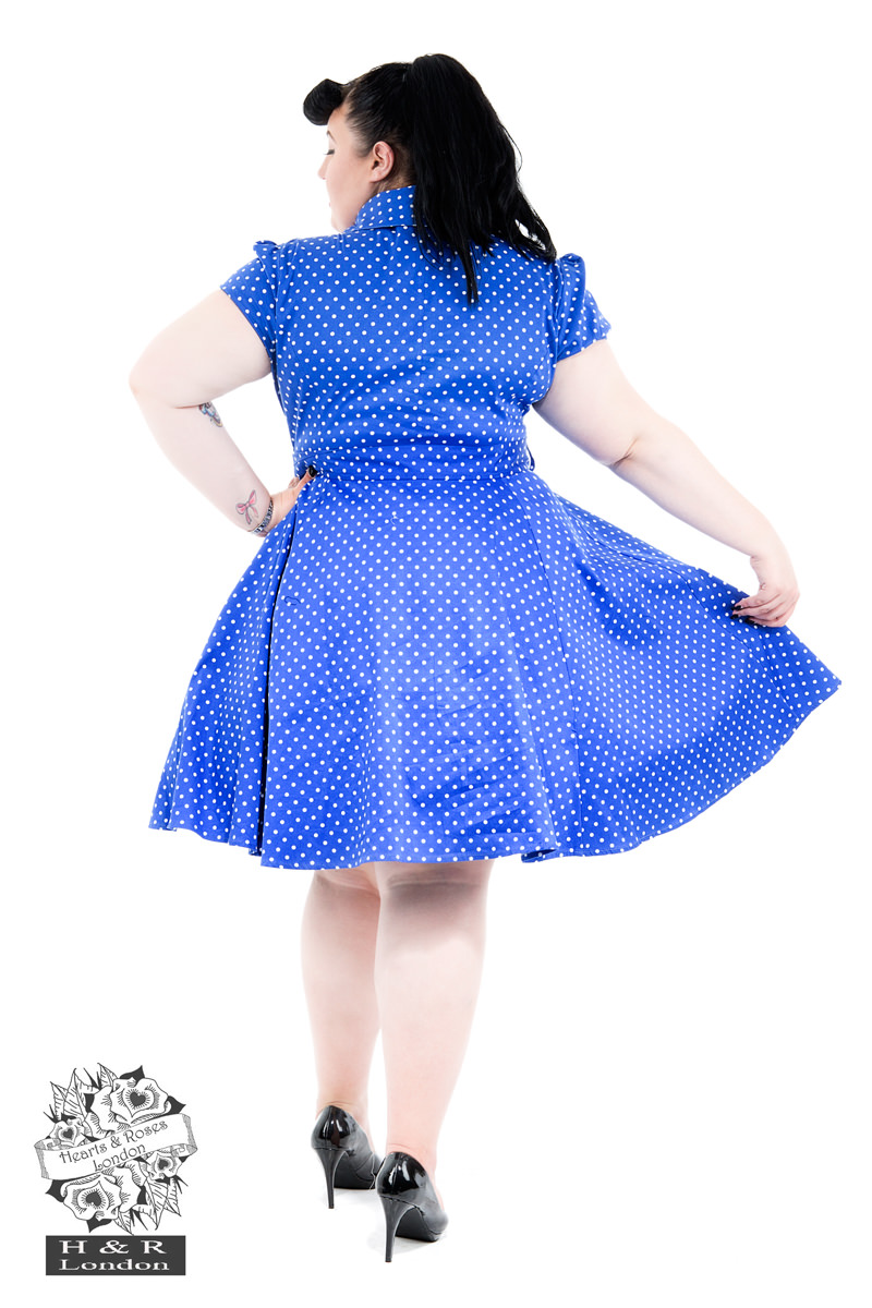 blue and white tea dress