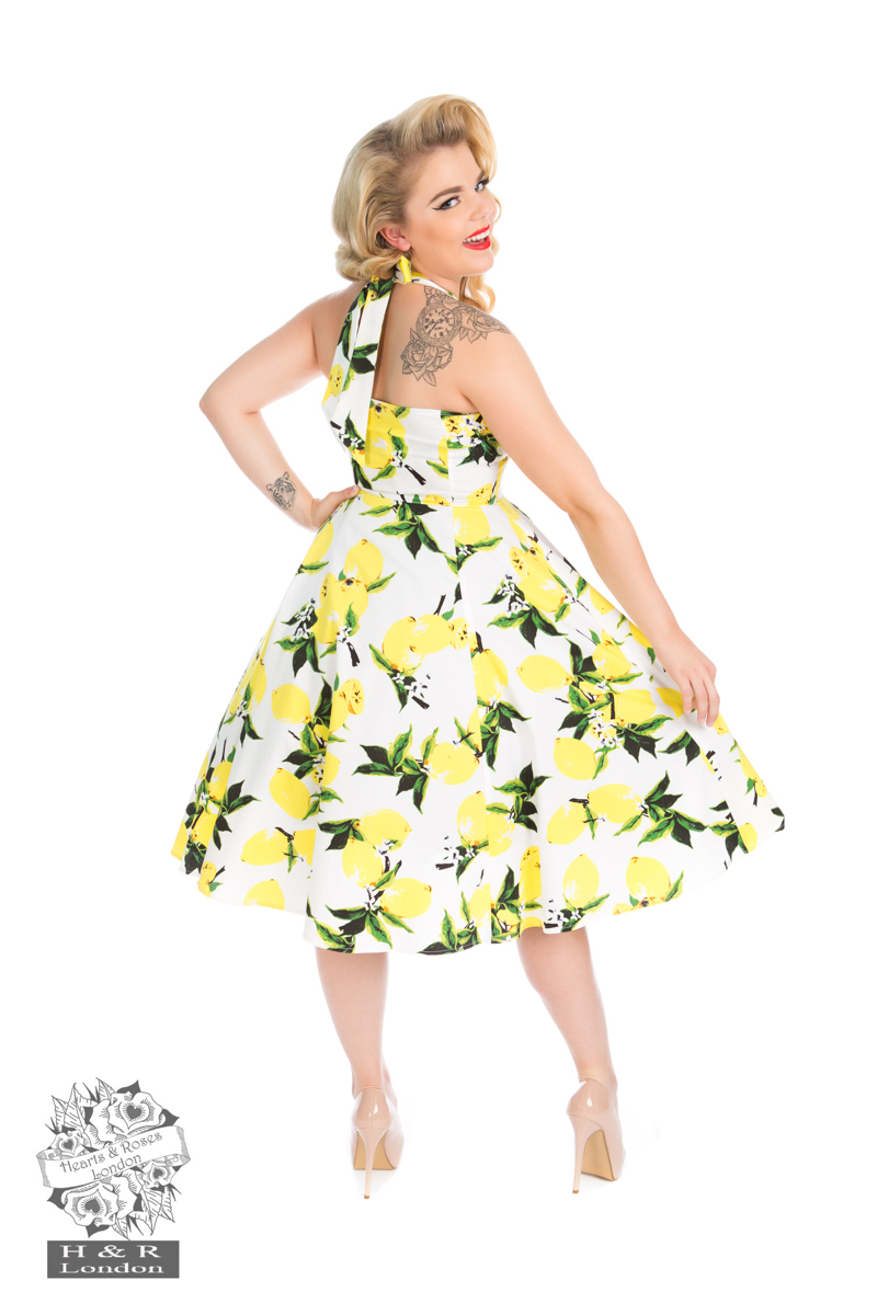 Lemon Print Swing Dress in White