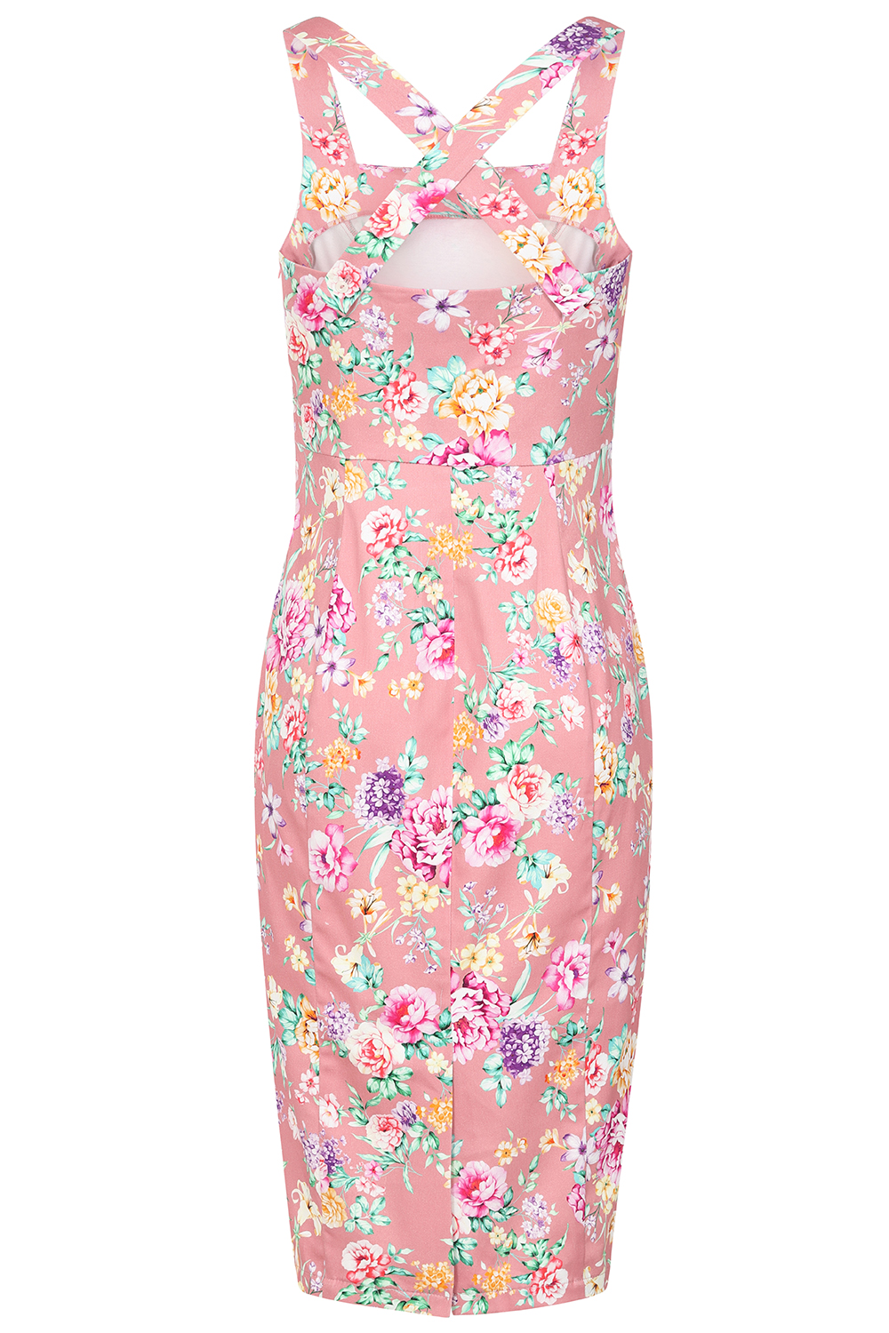 Holly Floral Wiggle Dress in Pink - Hearts & Roses London