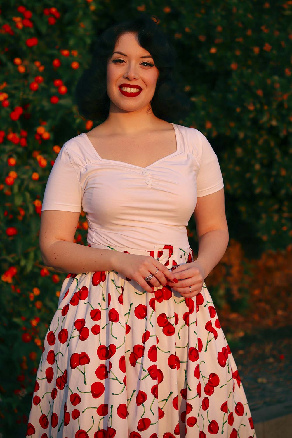 Amelie Cherry Swing Skirt