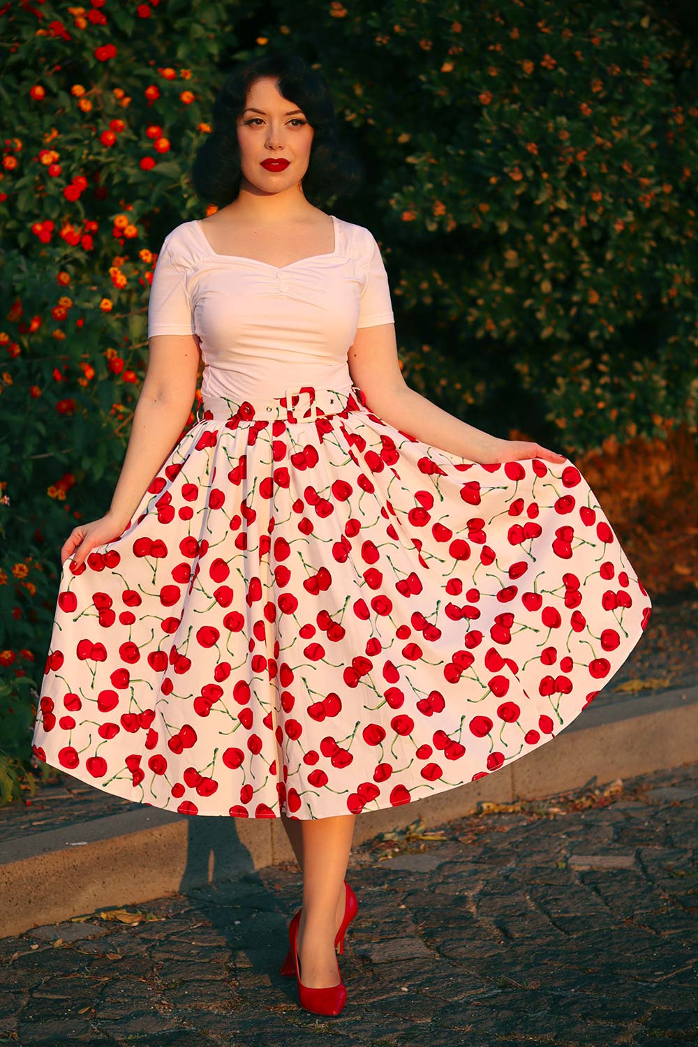 Amelie Cherry Swing Skirt