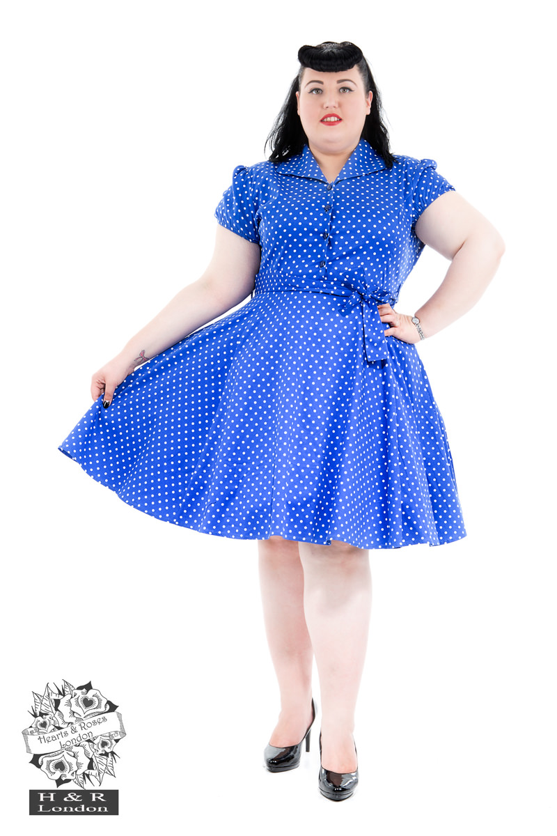 blue and white tea dress