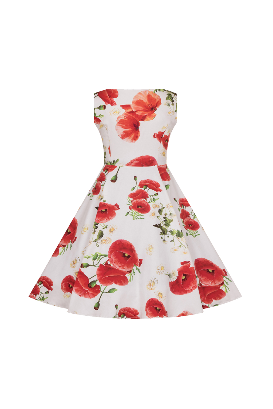 Opium Poppy Floral Kids Dress in white - Hearts & Roses London