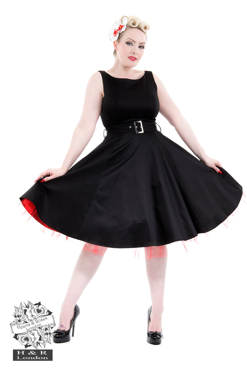 Plain Black Hepburn Dress - Hearts & Roses London