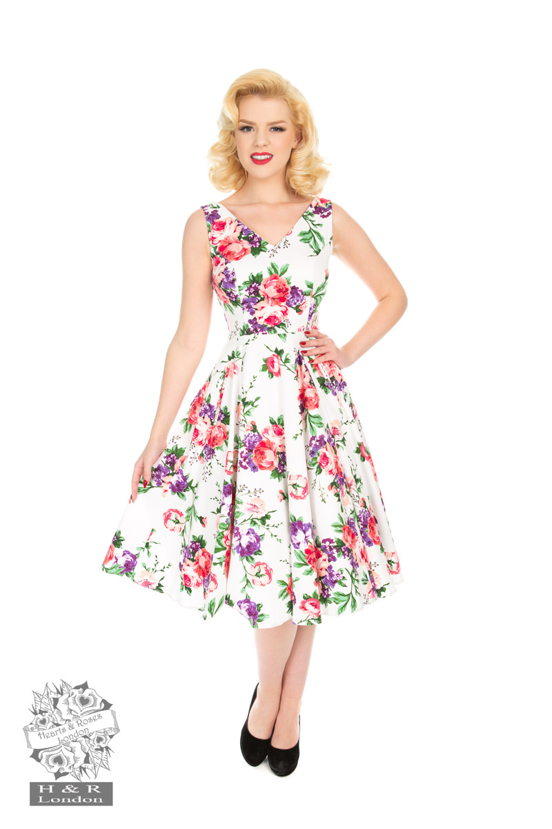 Molly Rose Swing Dress in white - Hearts & Roses London