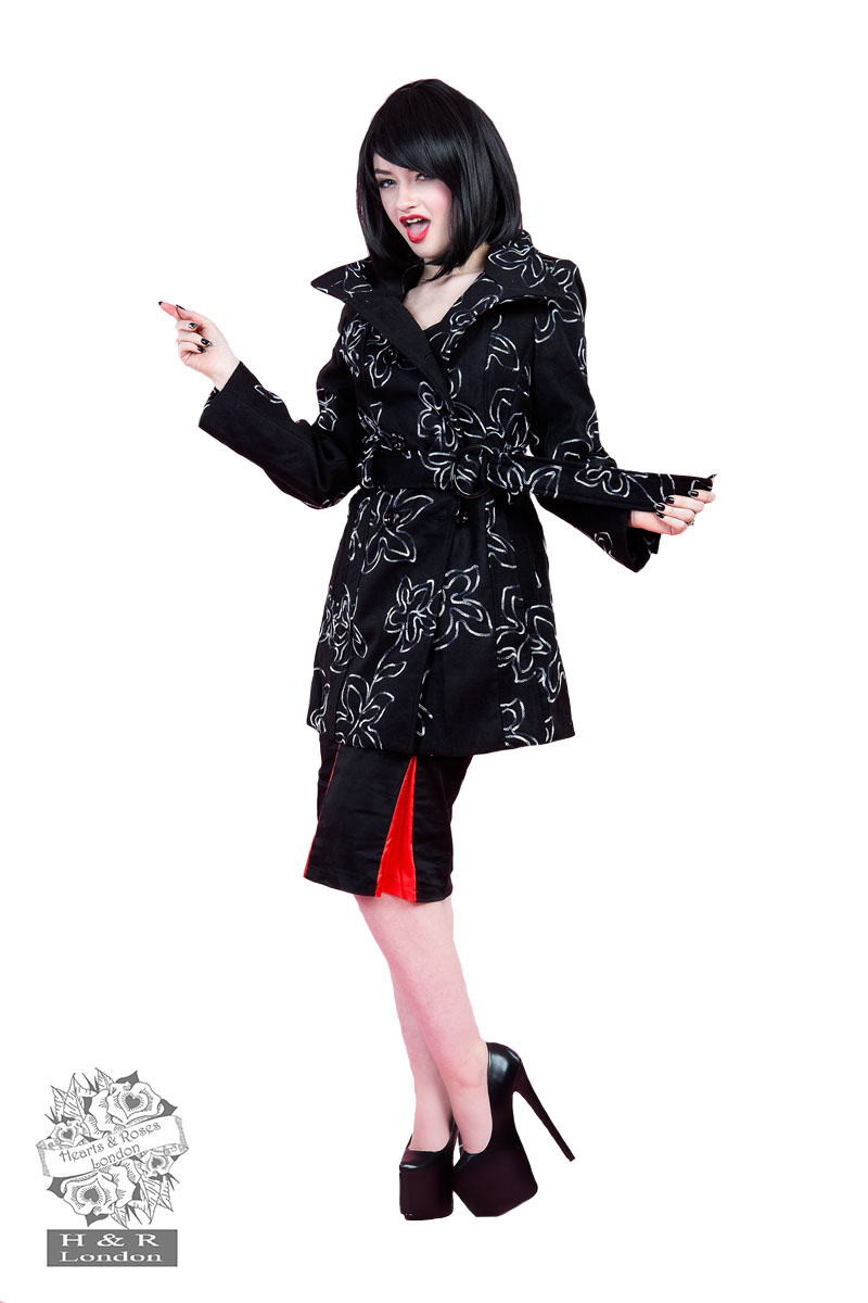 Laura Swing Coat in Black in Black - Hearts & Roses London