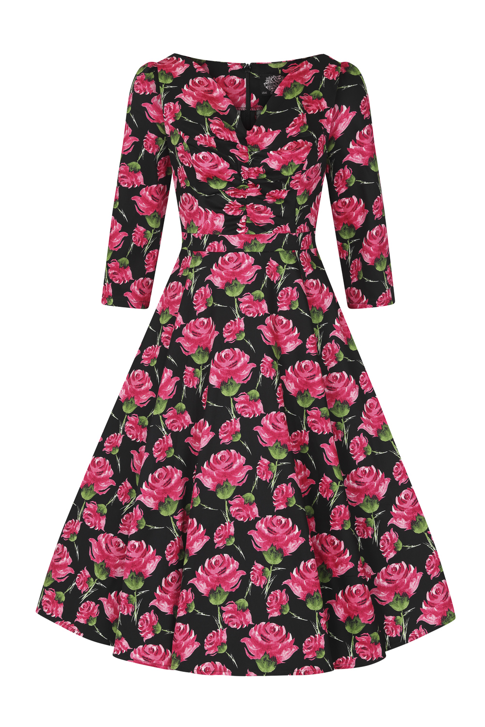 English Rose Tea Dress in Black - Hearts & Roses London