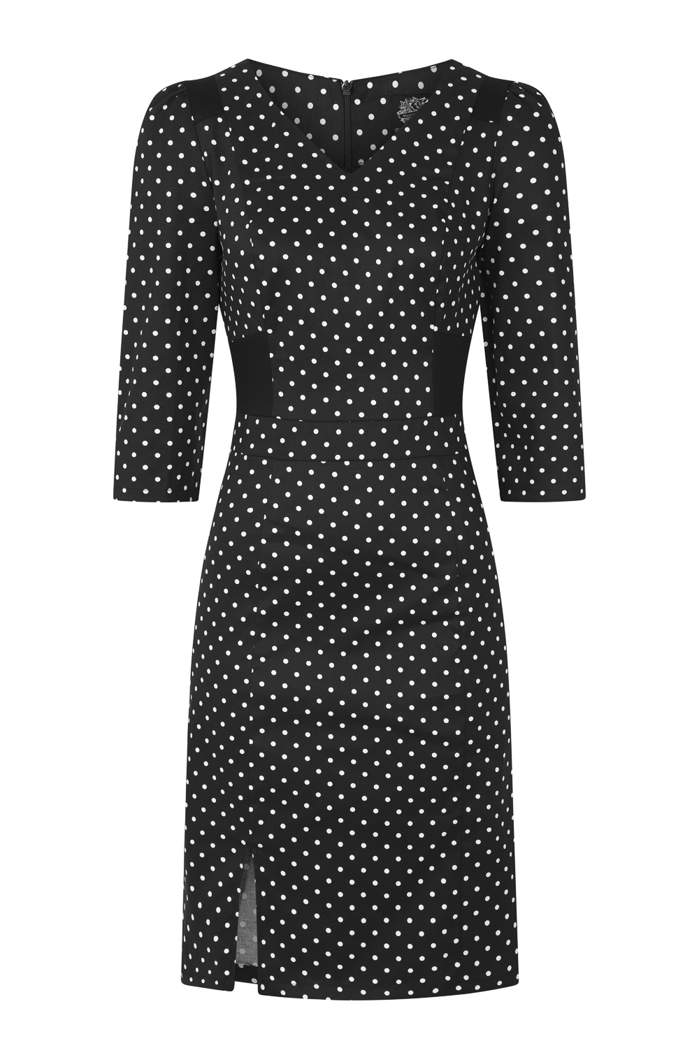 Cecelia Polka Dot Wiggle Dress in Black/White - Hearts & Roses London