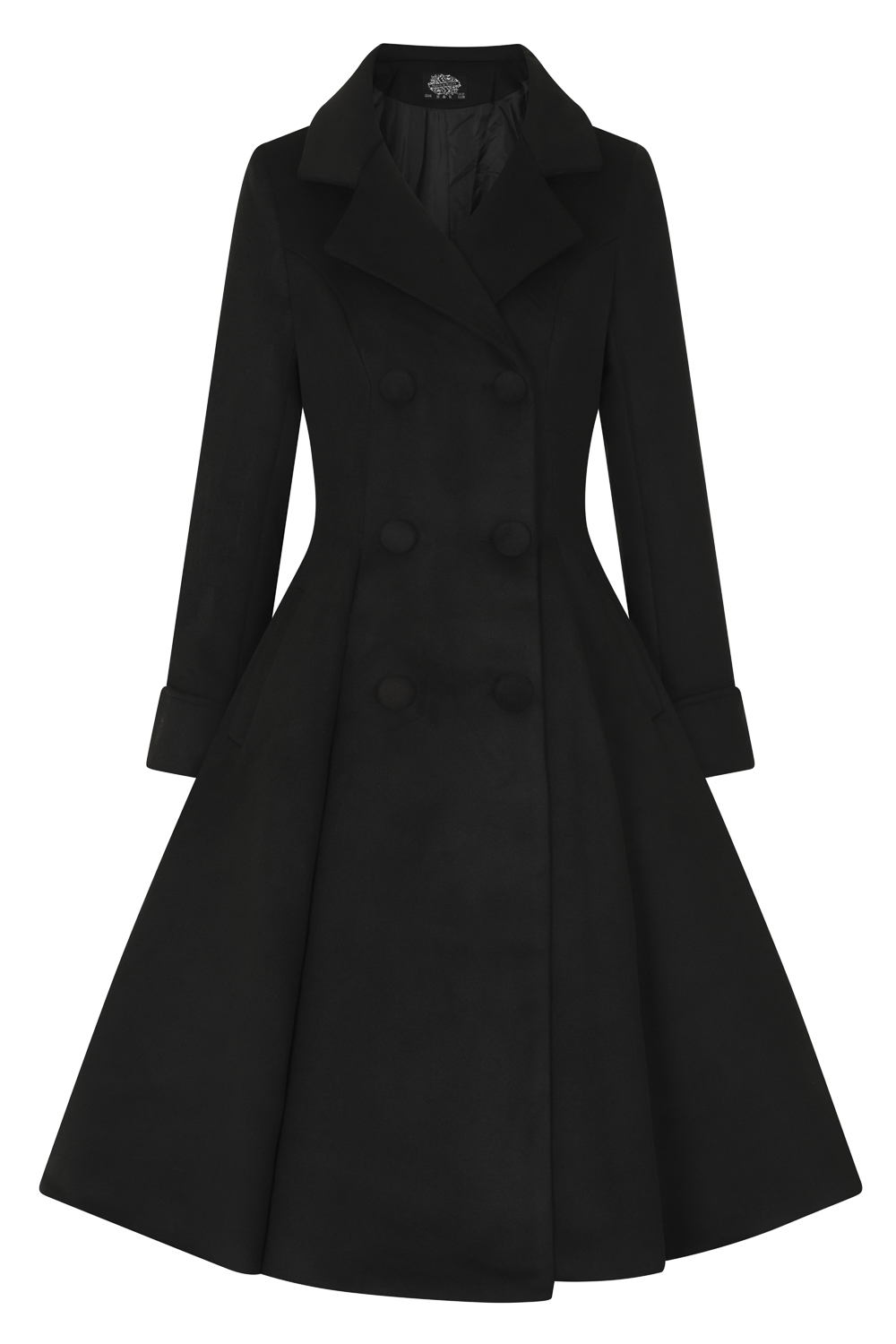 Eleanor Swing Coat in Black in Black - Hearts & Roses London