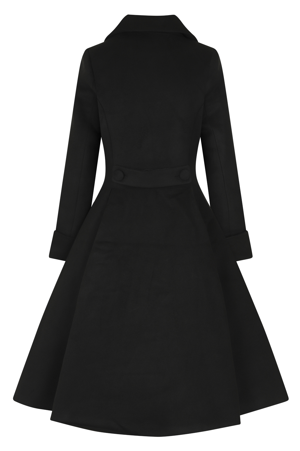 Eleanor Swing Coat in Black in Black - Hearts & Roses London