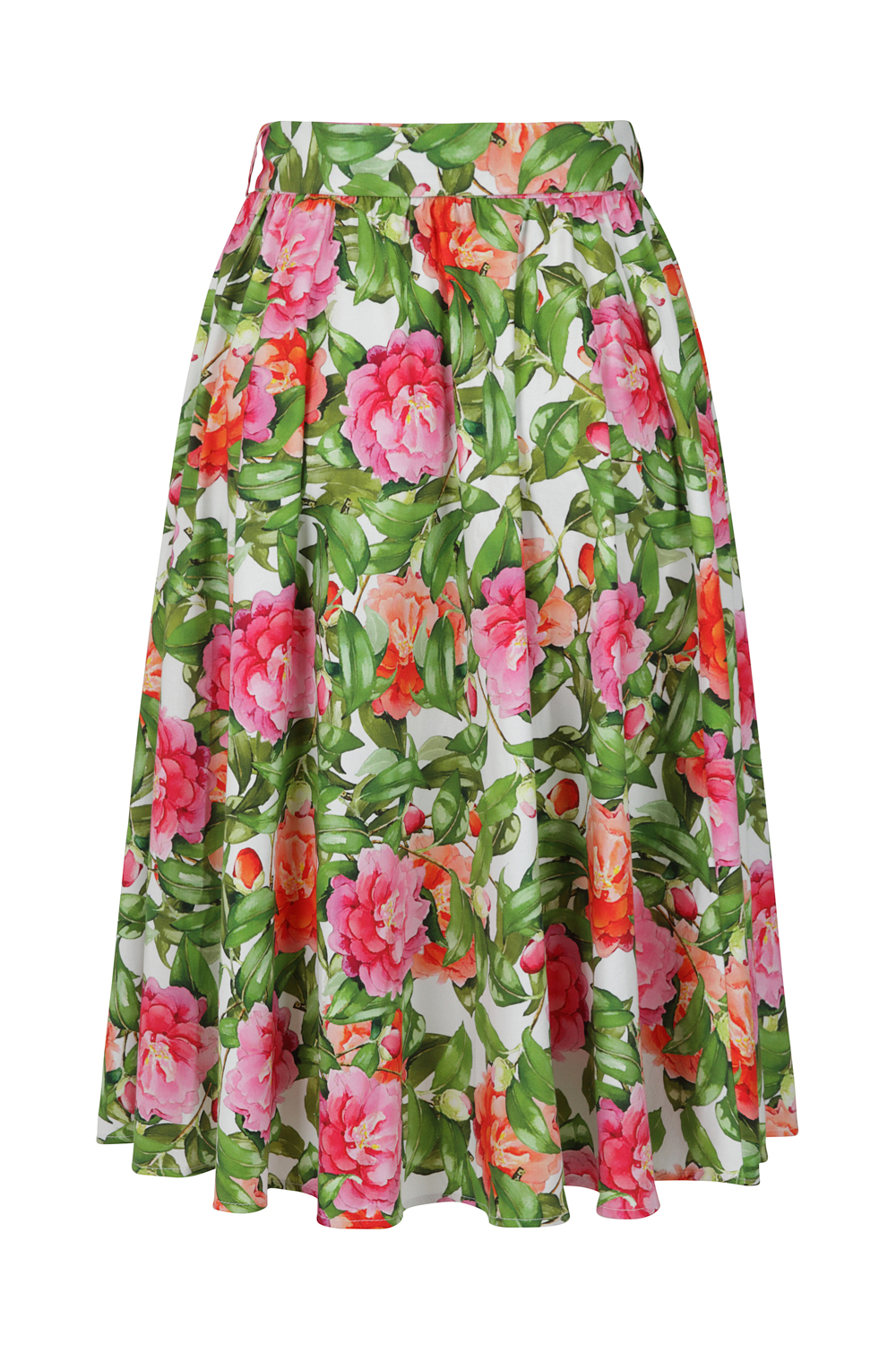 Francine Floral Swing Skirt in Green - Hearts & Roses London