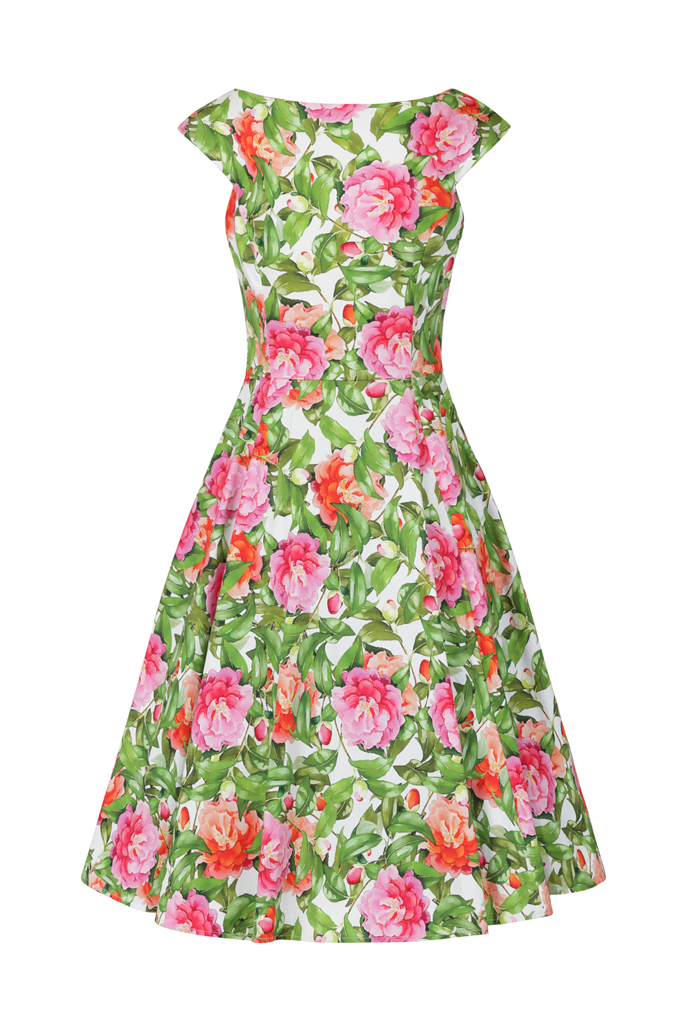 Penny Pleated Swing Dress in Green - Hearts & Roses London