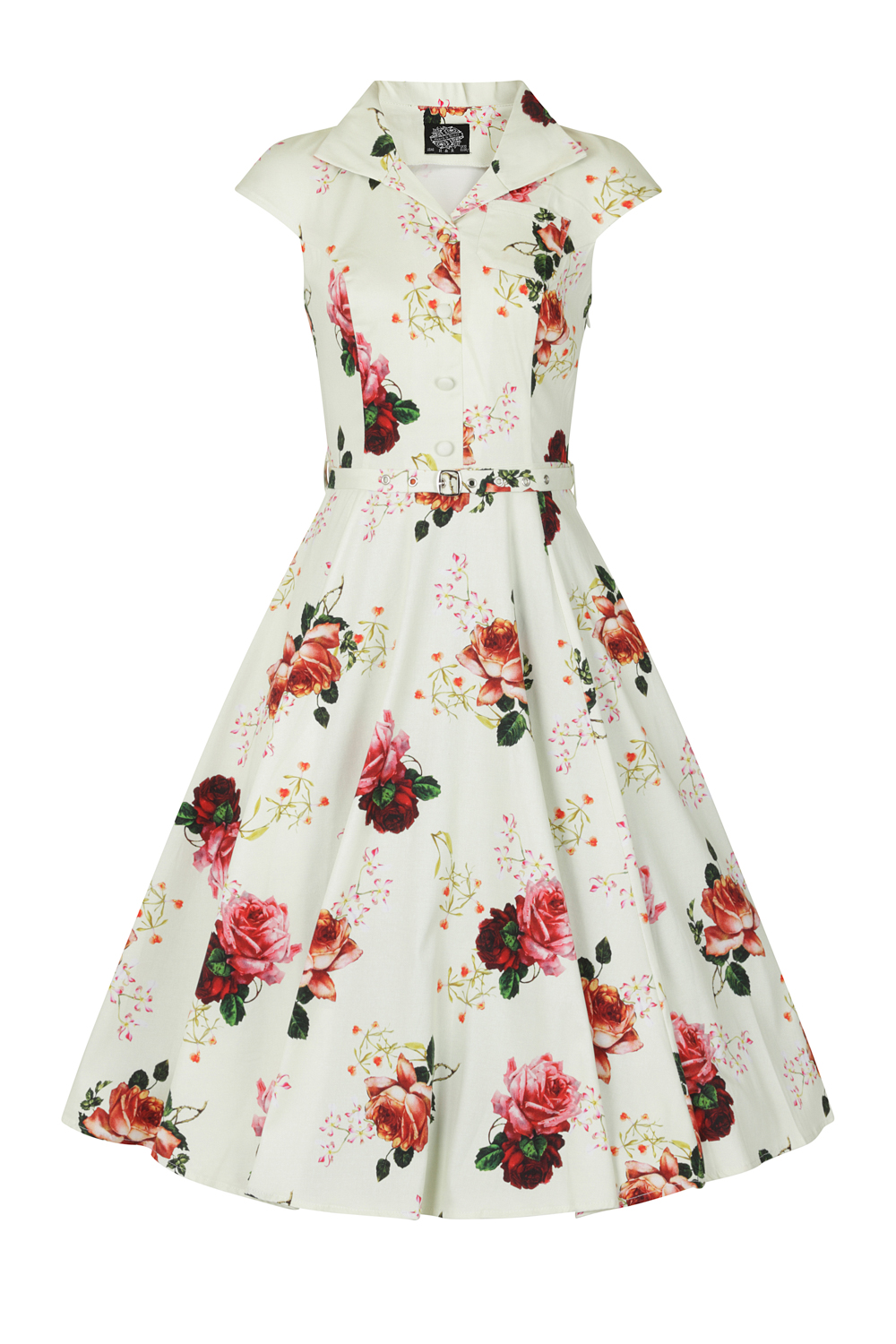 Delilah Swing Dress in Plus Size in Cream - Hearts & Roses London