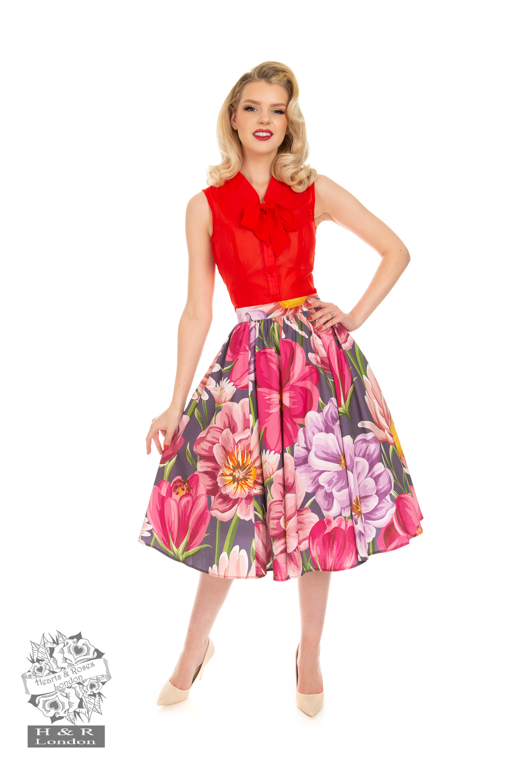 Denise Floral Swing Skirt - Hearts & Roses London