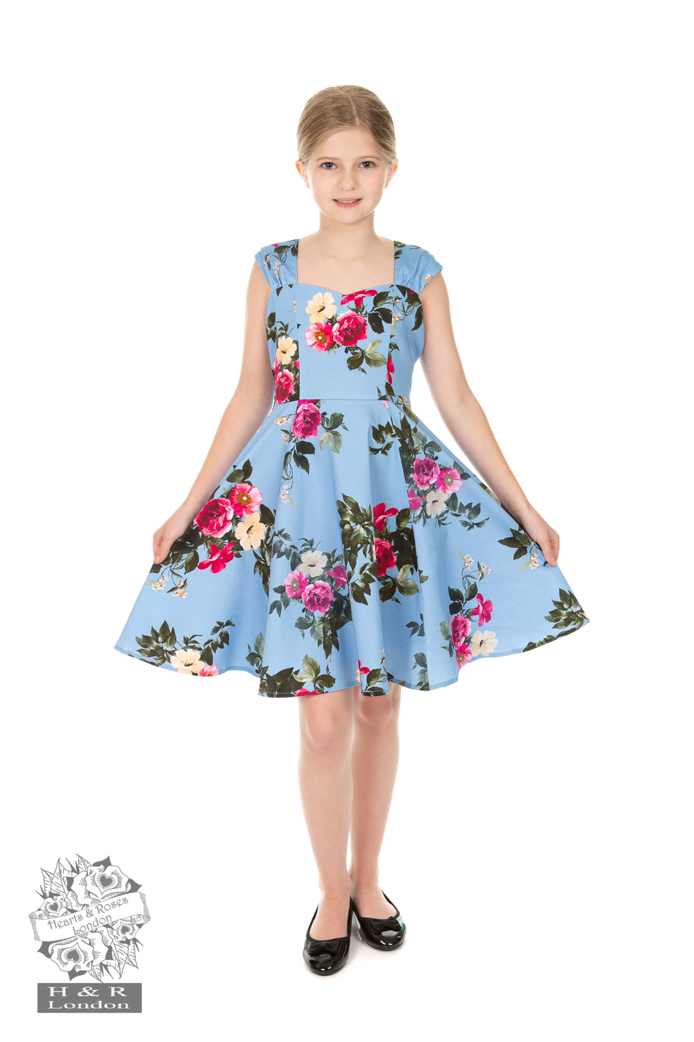 Alice Floral Swing Dress in OFF/White - Hearts & Roses London