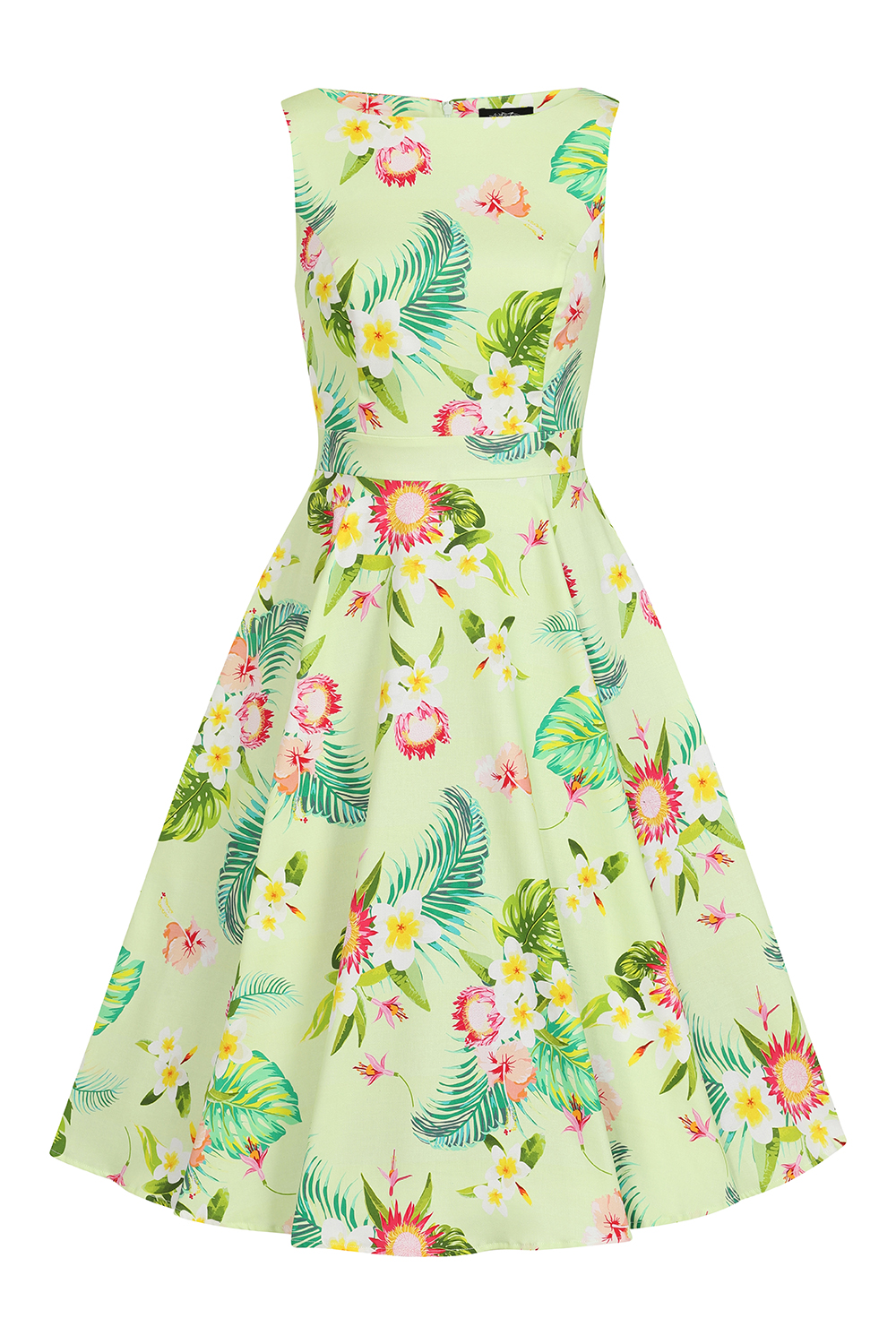 Luisa Tropical Swing Dress in Green - Hearts & Roses London