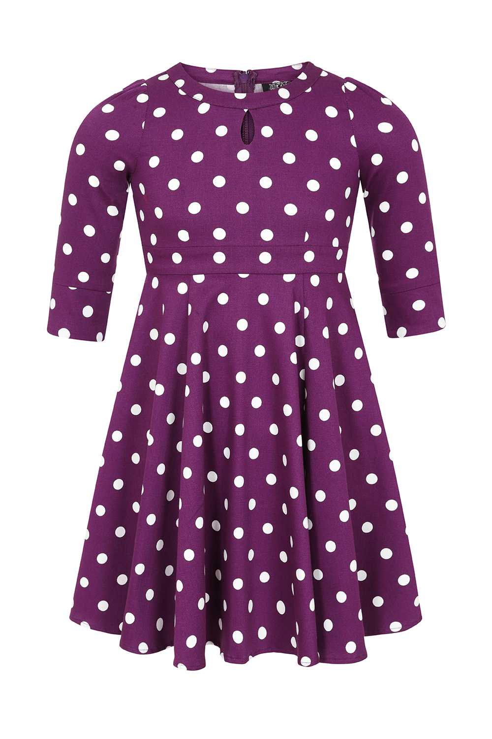 Madalyn Polka Dot Swing Dress in Kids in Purple - Hearts & Roses London