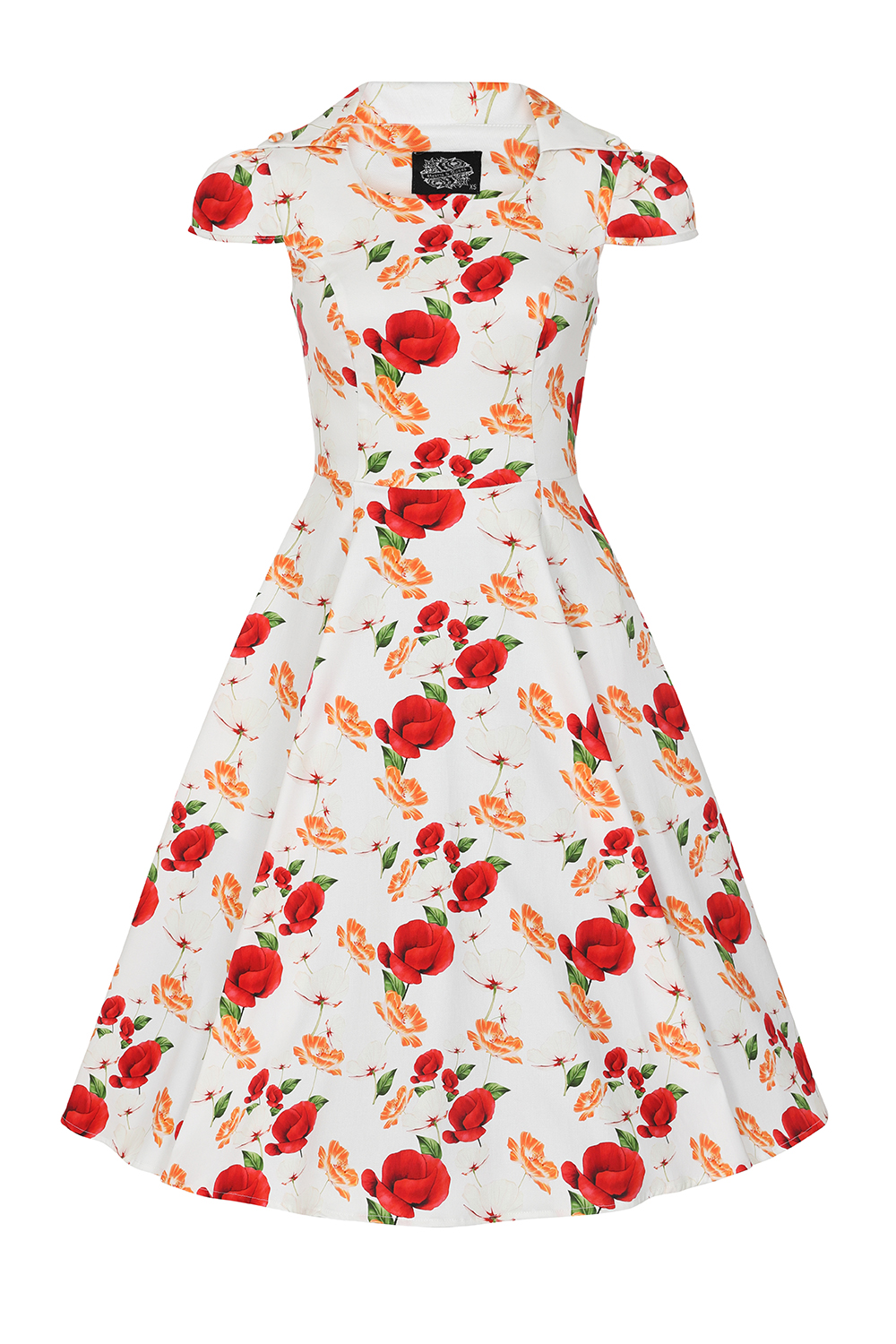 Tracy Floral Swing Dress in white - Hearts & Roses London