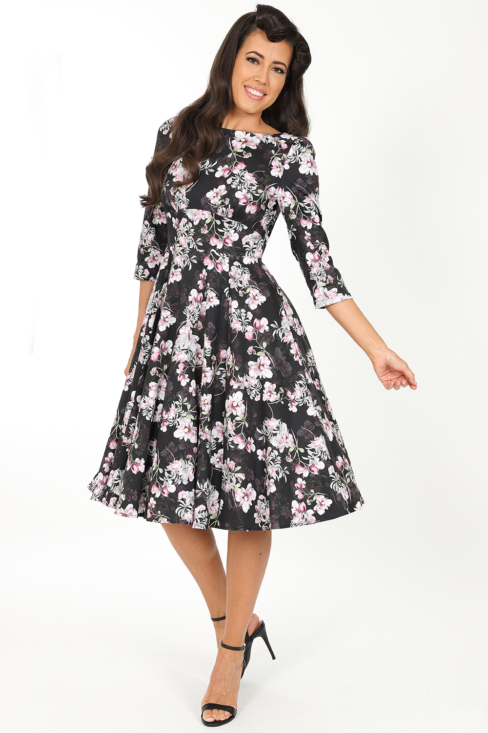 Kate Floral Swing Dress - Hearts & Roses London