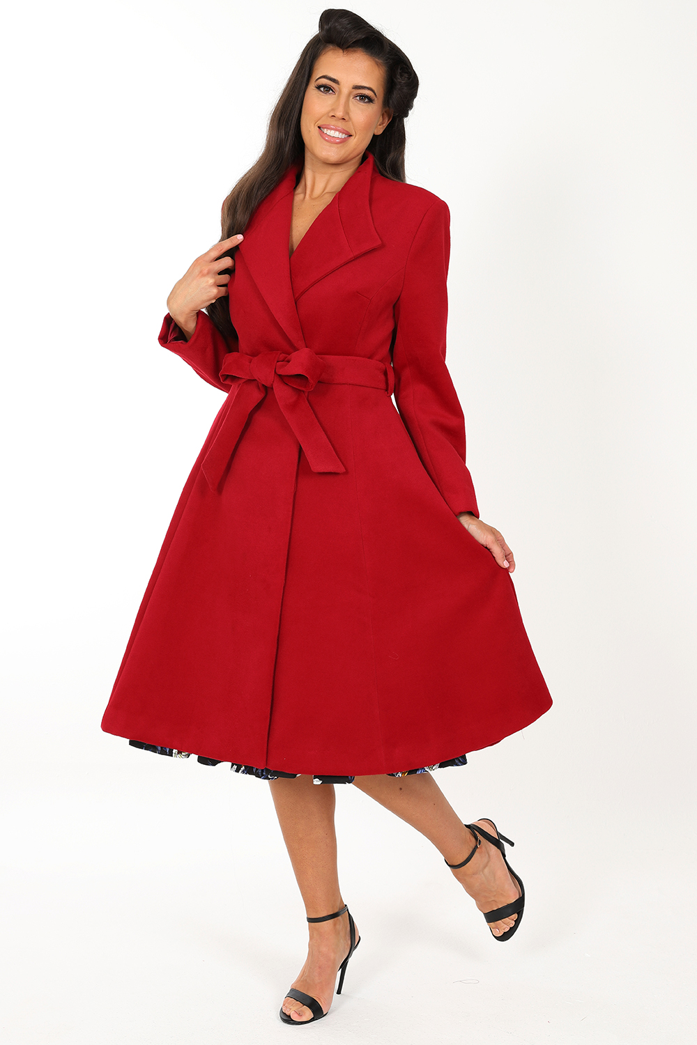 Maddy Swing Coat in Red - Hearts & Roses London